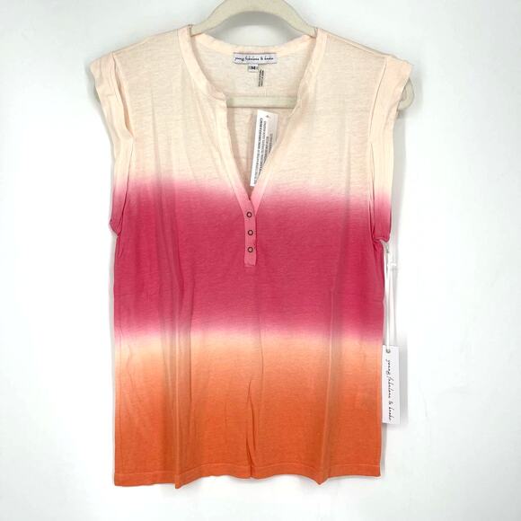Young Fabulous & Broke Boho Pink Orange White Ombre Top Medium Sleeveless - Picture 6 of 6